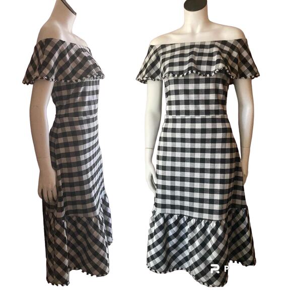 Ann Taylor Black and White Gingham Midi Dress - Picture 4 of 5